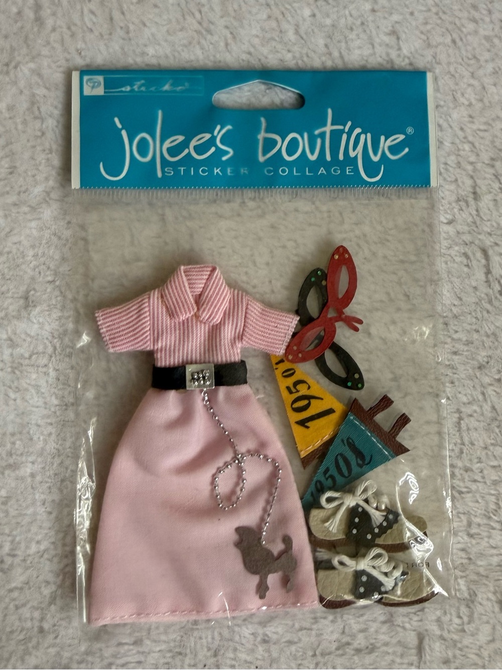 VINTAGE Jolees boutiquPink Dress Sticker Collage - scrapbooking Accessory